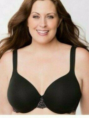 Lane Bryant Cacique Womens Bra Cotton Lace Full Coverage Size 40DDD Black